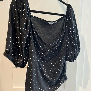 Reitmans Black and White Polka Dot Blouse